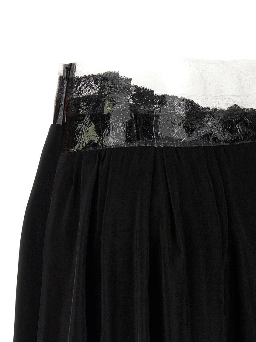 Maison Margiela Flared Maxi Skirt With Transparent Ribbon Waistband