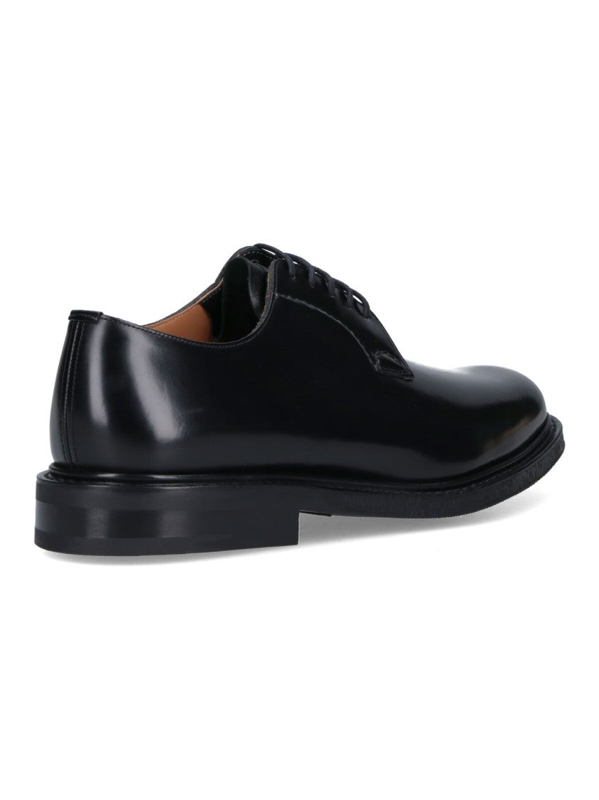 Church's Polished Black Leather Lace-Up Flat Shoes From Church's