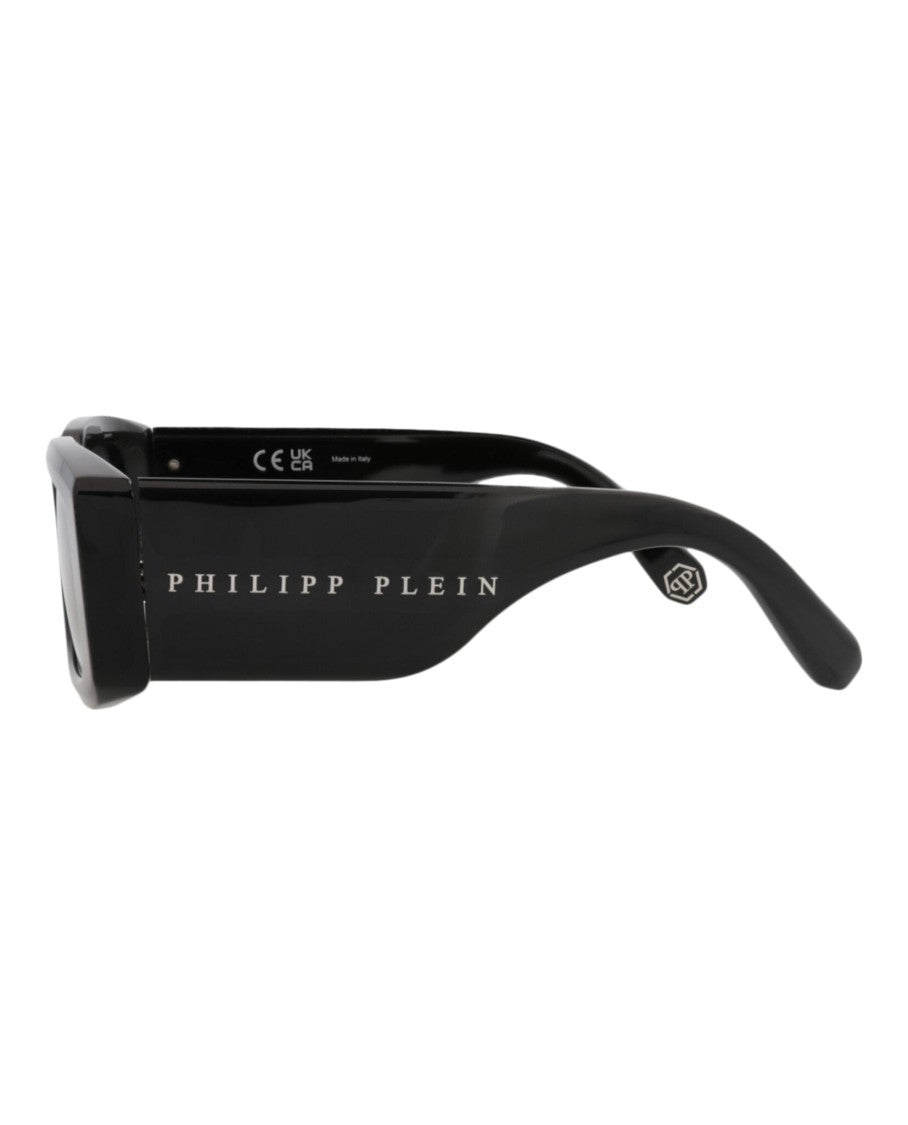 Philipp Plein Square-Frame Black Acetate Sunglasses With Saddle Nose Bridge