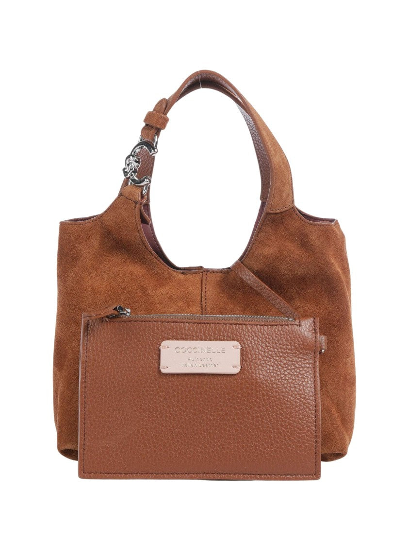 Coccinelle Soft Suede Convertible Shoulder Bag With Adjustable Strap
