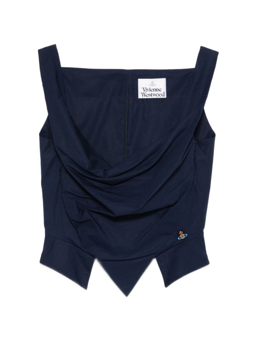Vivienne Westwood Navy Blue Draped Asymmetric Square Top