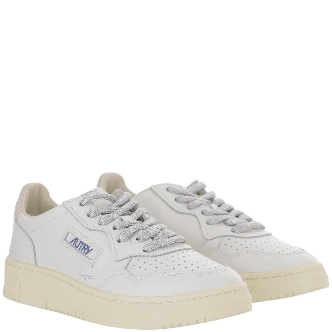 Autry Low-Top Leather Sneakers With Contrast Heel Tab