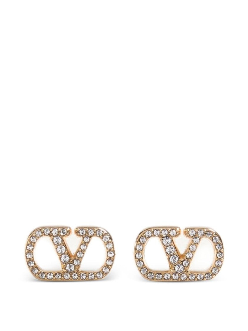 Valentino Garavani Interlocking V D Crystal Stud Earrings
