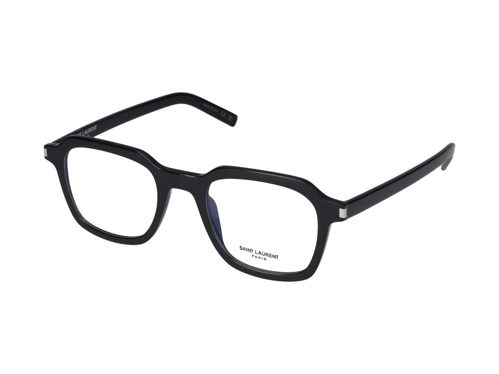 Saint Laurent Black Bold Square Acetate Eyeglasses
