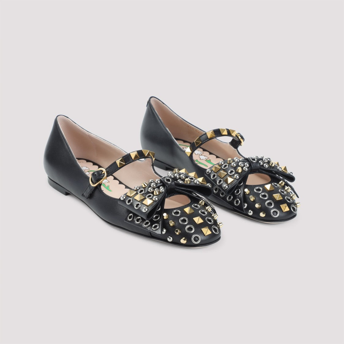 Valentino Garavani Leather Ballerinas With Stud Detailing