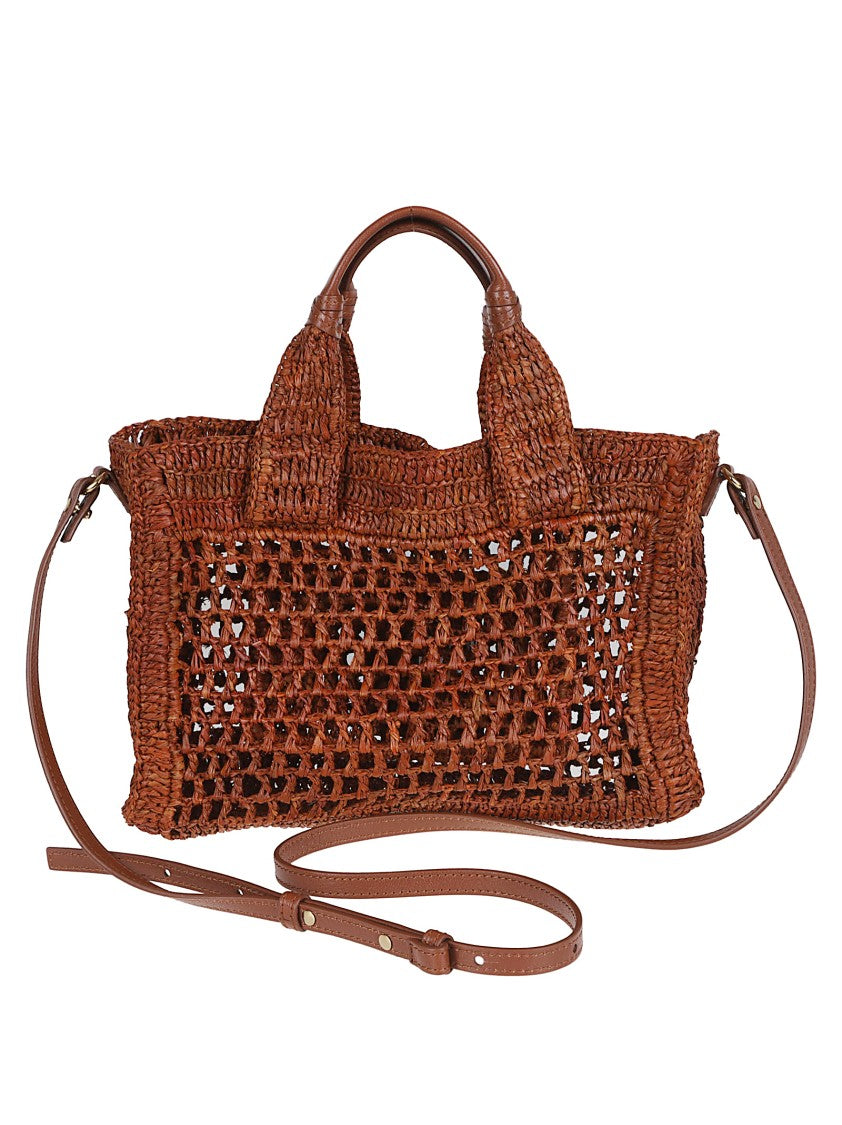 Chloé Hand-Crocheted Raffia Tote Bag With Buffalo Leather Accents