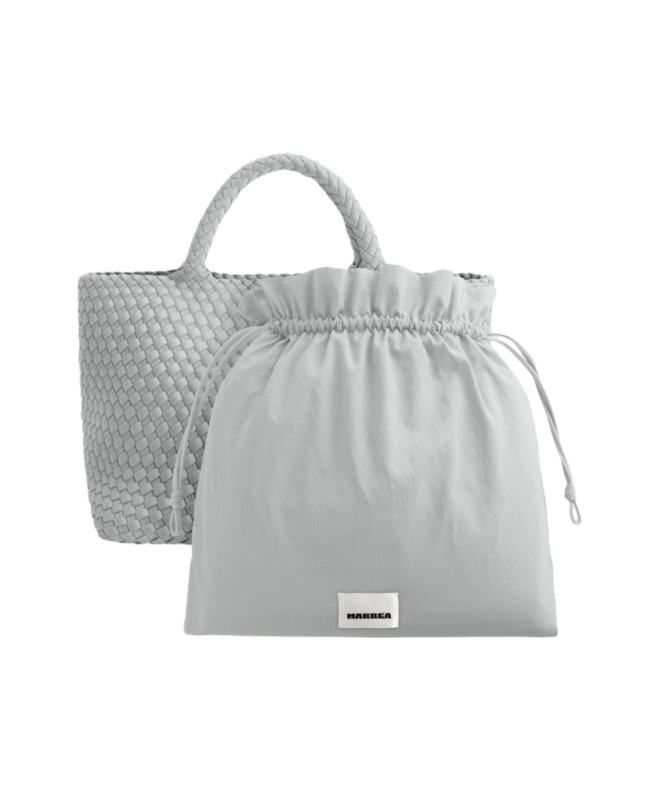 Marrea Grey Neoprene Handbag With Woven Design