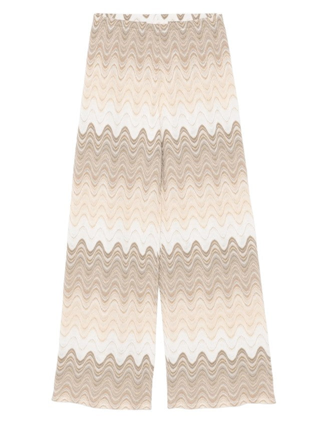 Saint Barth Wide-Leg Trousers In Textured Chevron Knit