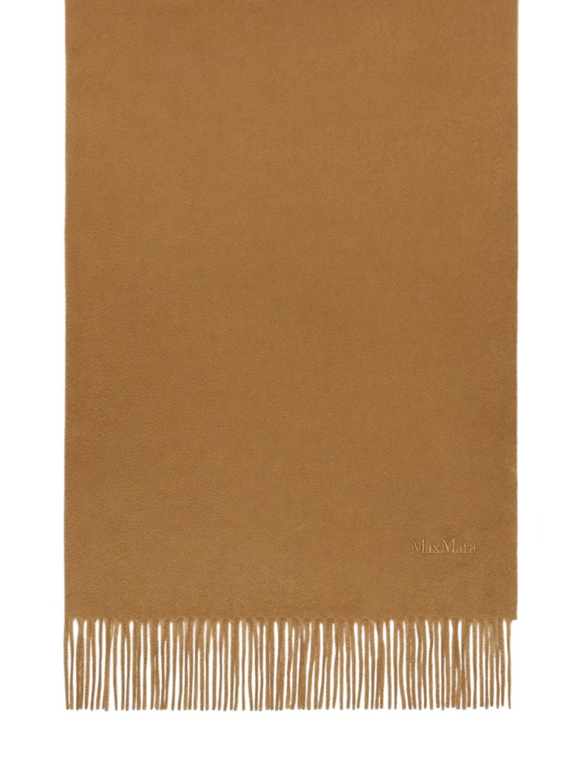 Max Mara Rich Brown Baci Cashmere Fringed Scarf