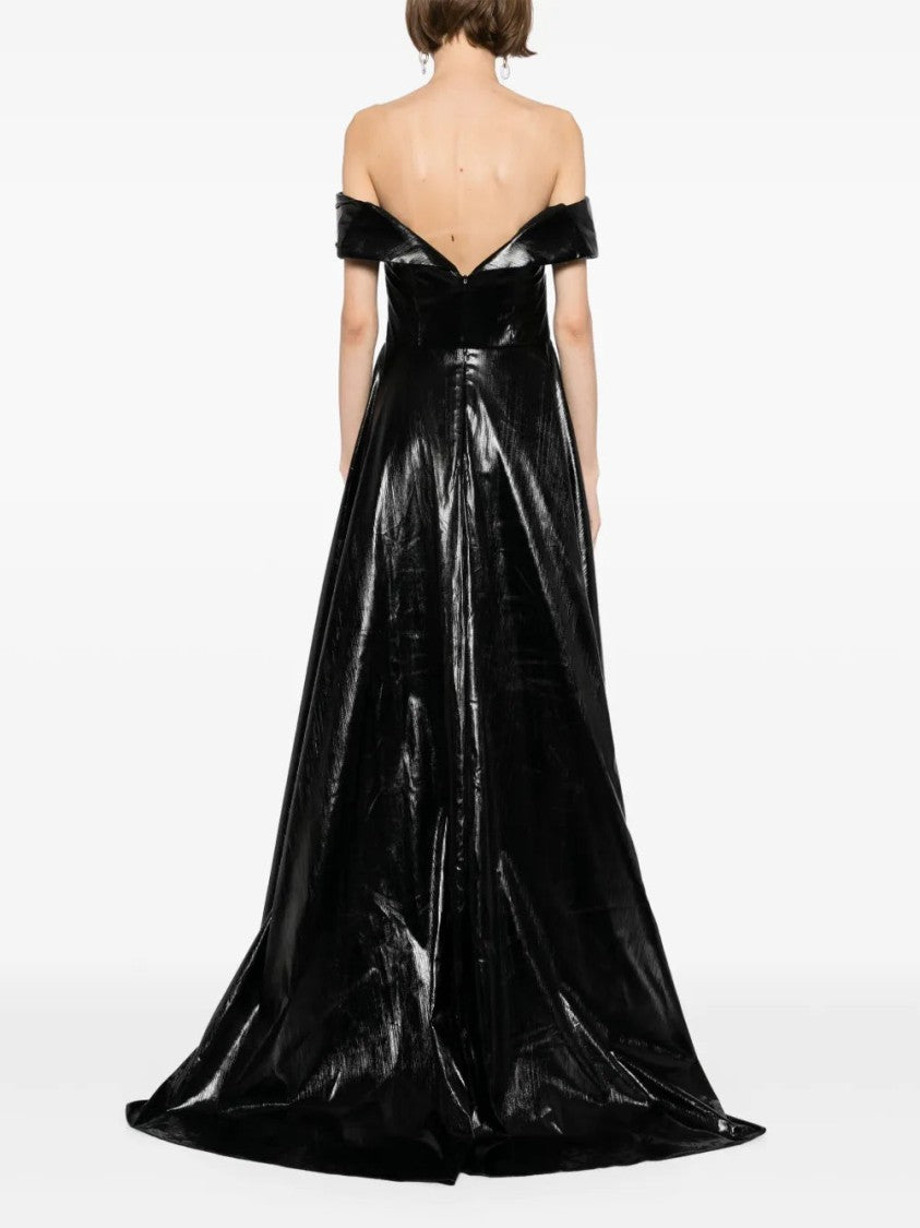 Saiid Kobeisy Gold Lame Off-Shoulder Dress