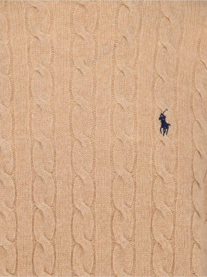 Polo Ralph Lauren Cable Knit Turtleneck Sweater With Embroidered Logo
