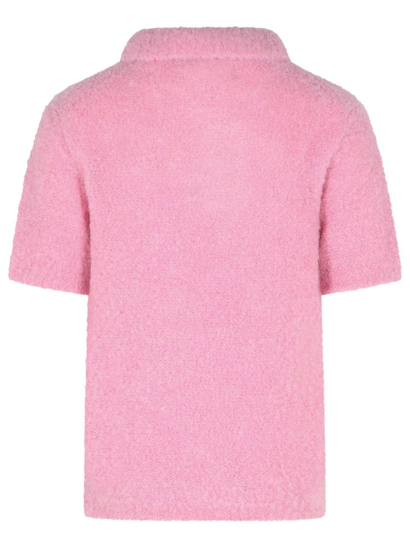 Erl Pink Alpaca Blend Polo Shirt