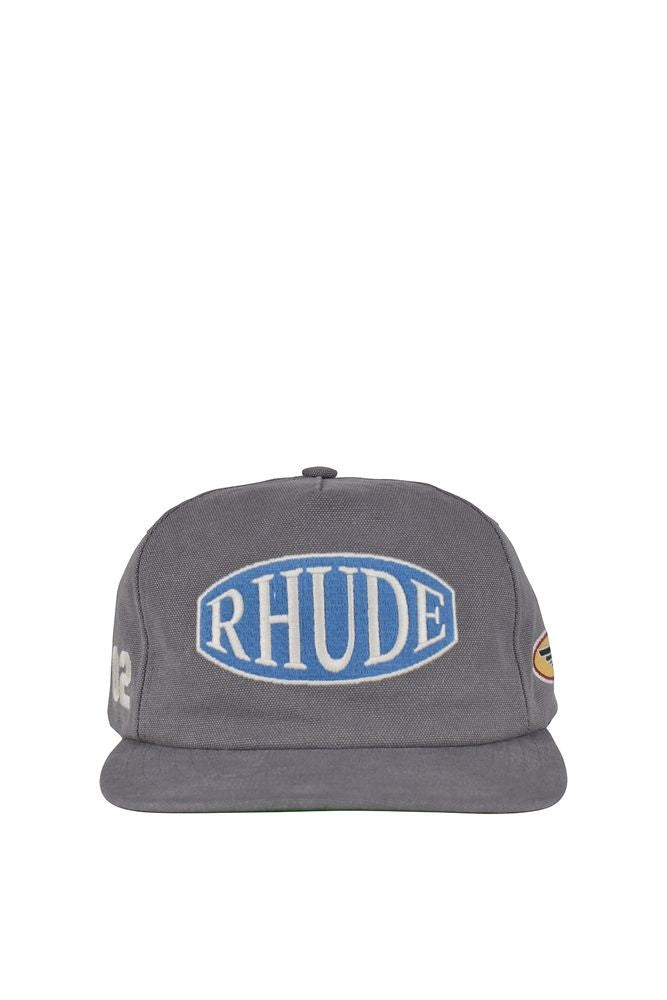 Rhude Gray Cotton Cap With Embroidered Crest