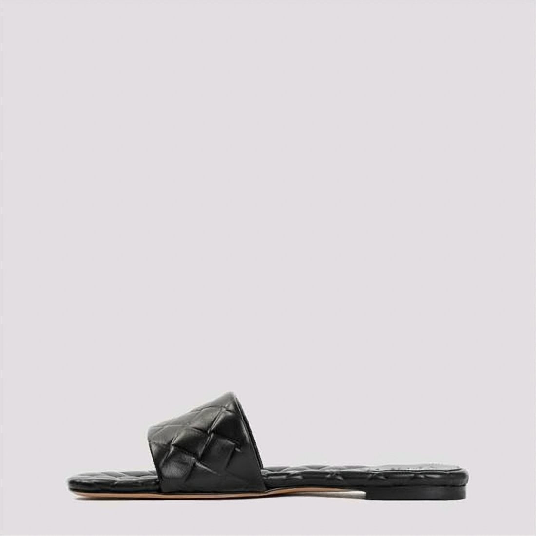 Bottega Veneta Padded Strap Black Flat Mules