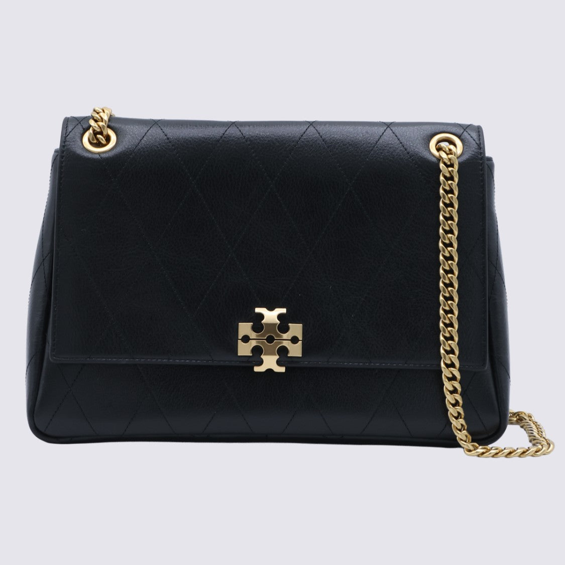Tory Burch Structured Quilted Handbag With Gold-Tone Clasp And Chain Strap