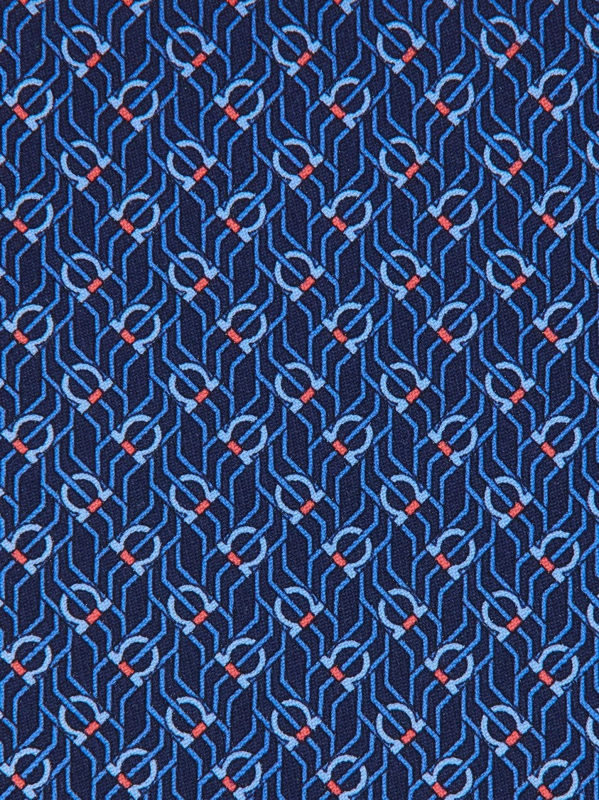 Ferragamo Geometric Patterned Necktie With Subtle Red Accents