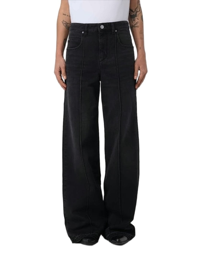 Isabel Marant High-Waisted Wide-Leg Denim Pants With Five-Pocket Design