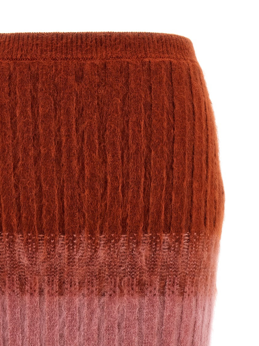 Fendi Maxi Ribbed Midi Skirt With Degradé Effect