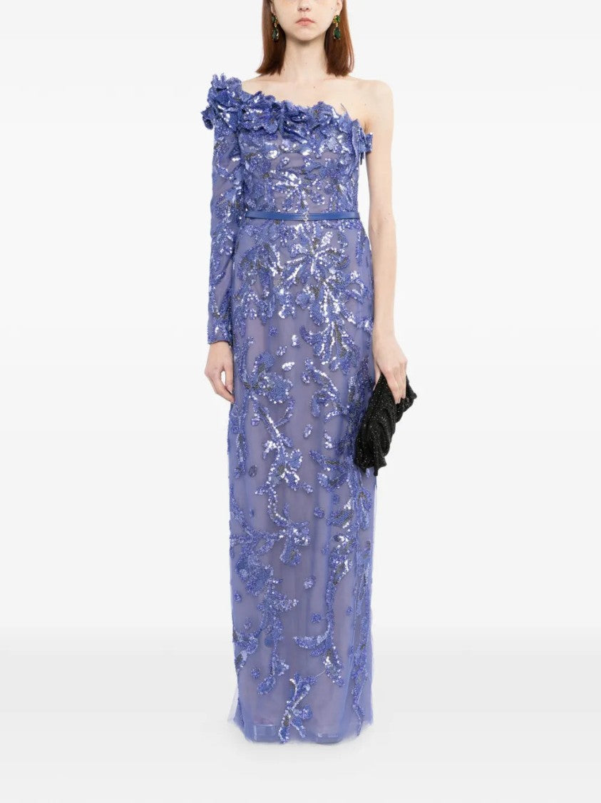 Saiid Kobeisy One-Shoulder Embroidered Tulle Dress