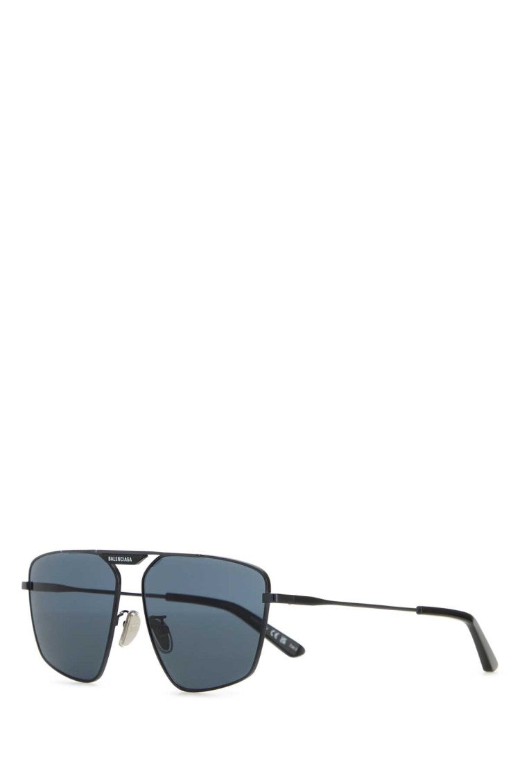 Balenciaga Black Metal Tag 2.0 Navigator Sunglasses
