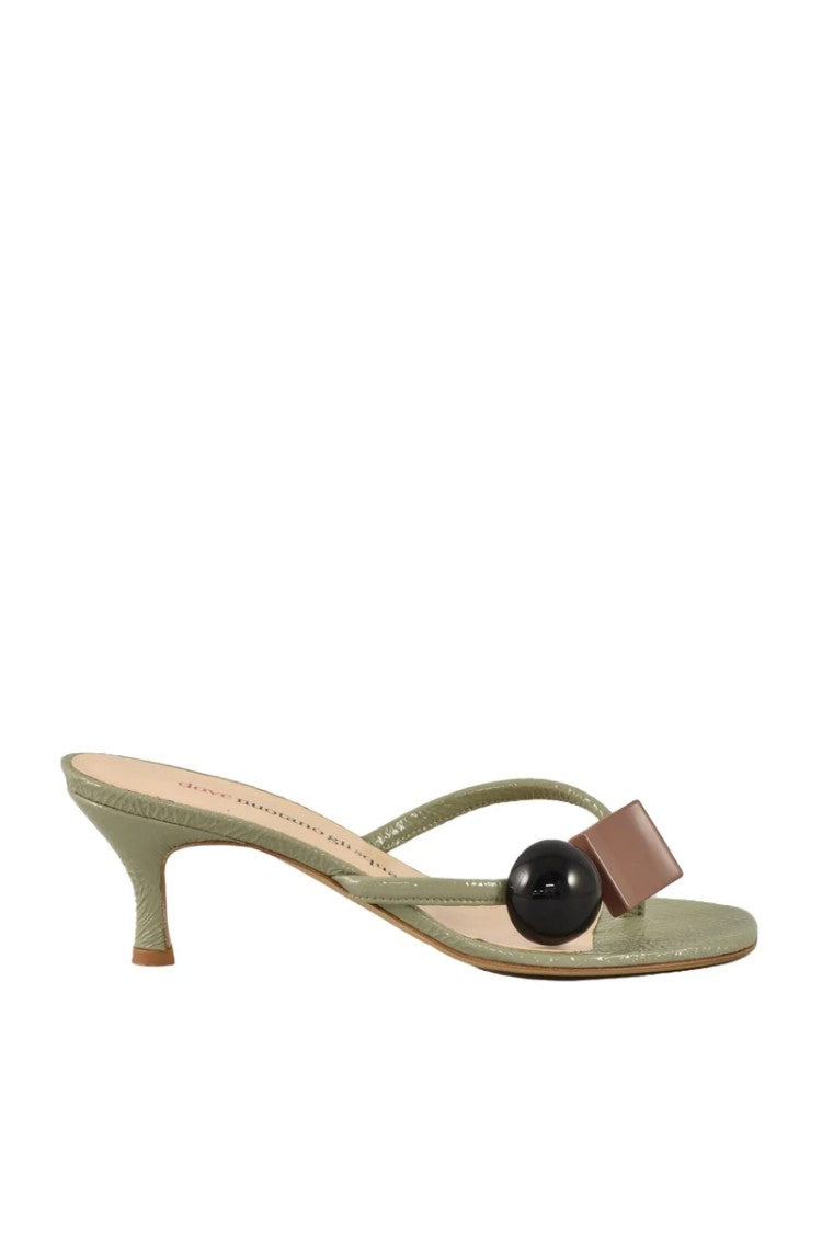 Dove Nuotano Gli Squali Leather Flip-Flops - Olive Green