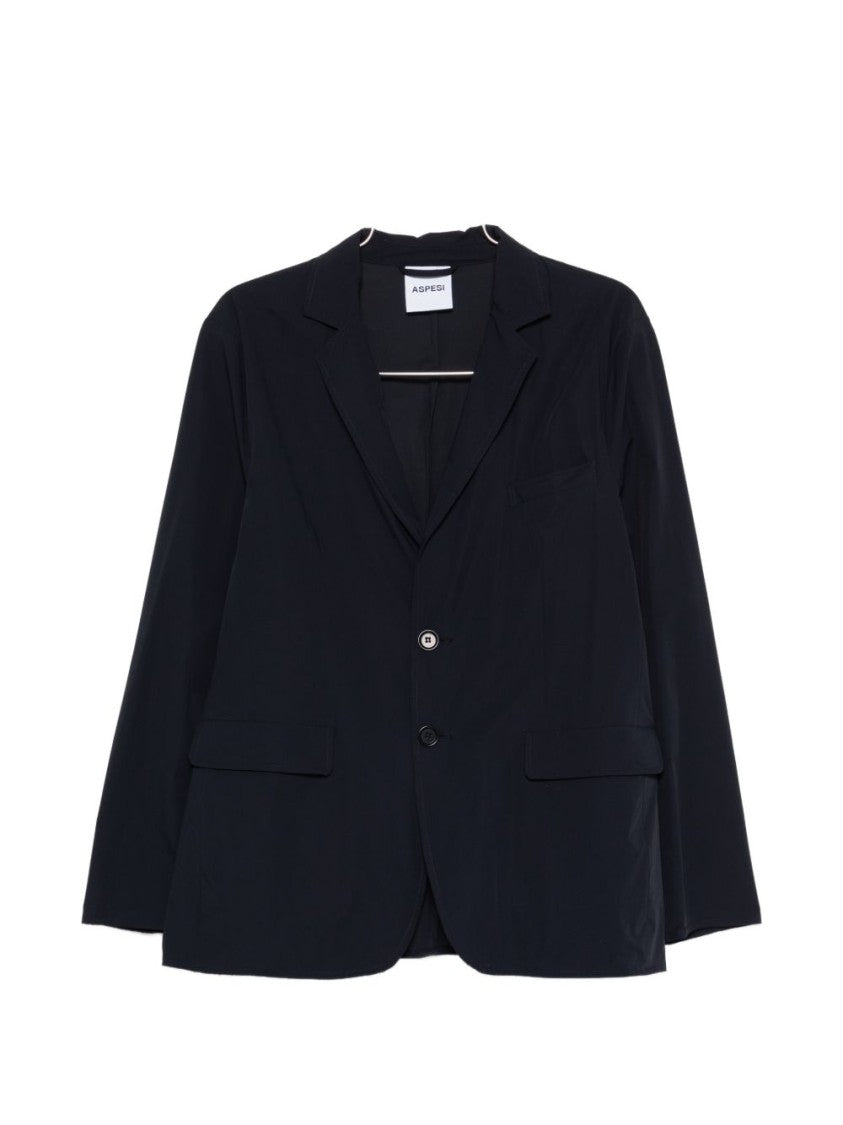 Aspesi Lightweight Blue Jacket With Classic Lapel And Tailored Fit