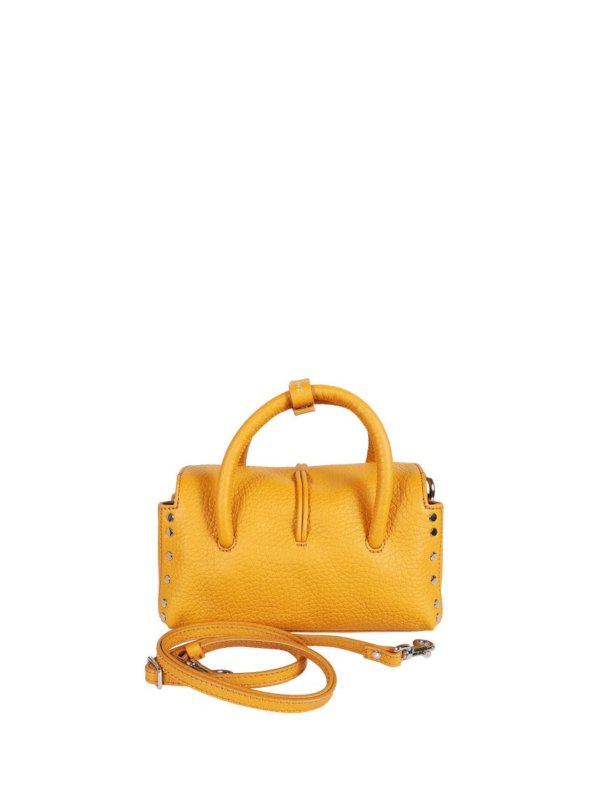 Zanellato Orange Studded Detailing Textured Shoulder Bag