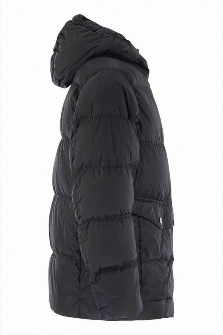 Stone Island Hooded Quilted Down Jacket With Branded Patch