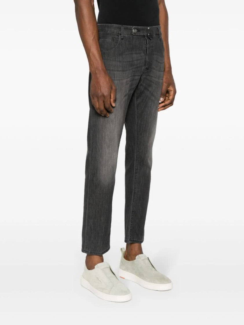 Incotex Black Pantalone Slim-Fit Washed Denim Pants