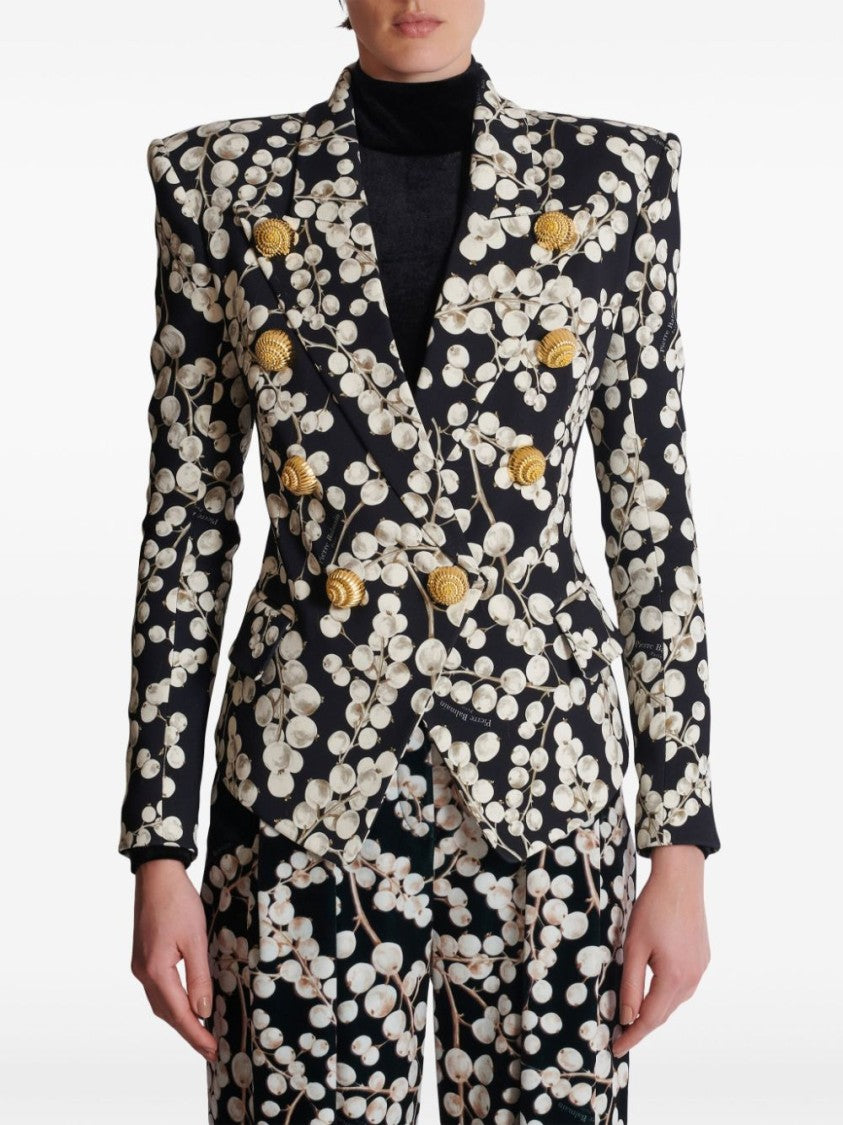 Balmain Graphic Print Double-Breasted Jacket