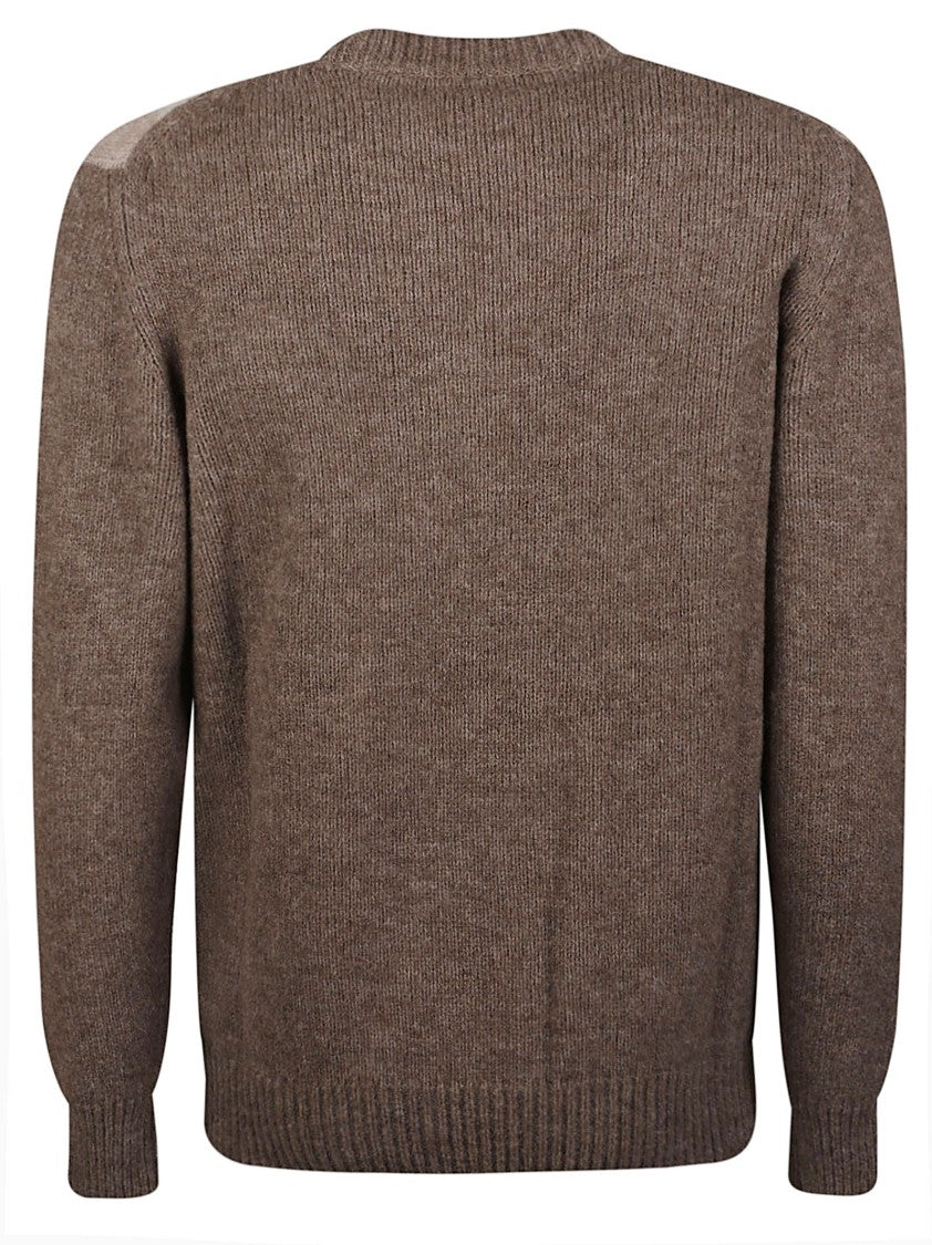 Ballantyne Maxi Diamond Intarsi Brown Wool-Blend Sweater