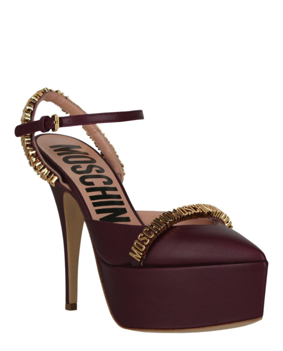 Moschino Logo Lettering Ankle Strap Pumps
