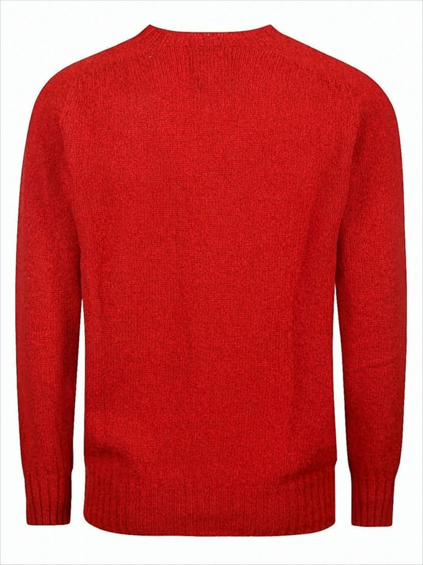Howlin Vibrant Red Wool Sweater With Crew Neckline And Ribbed Details