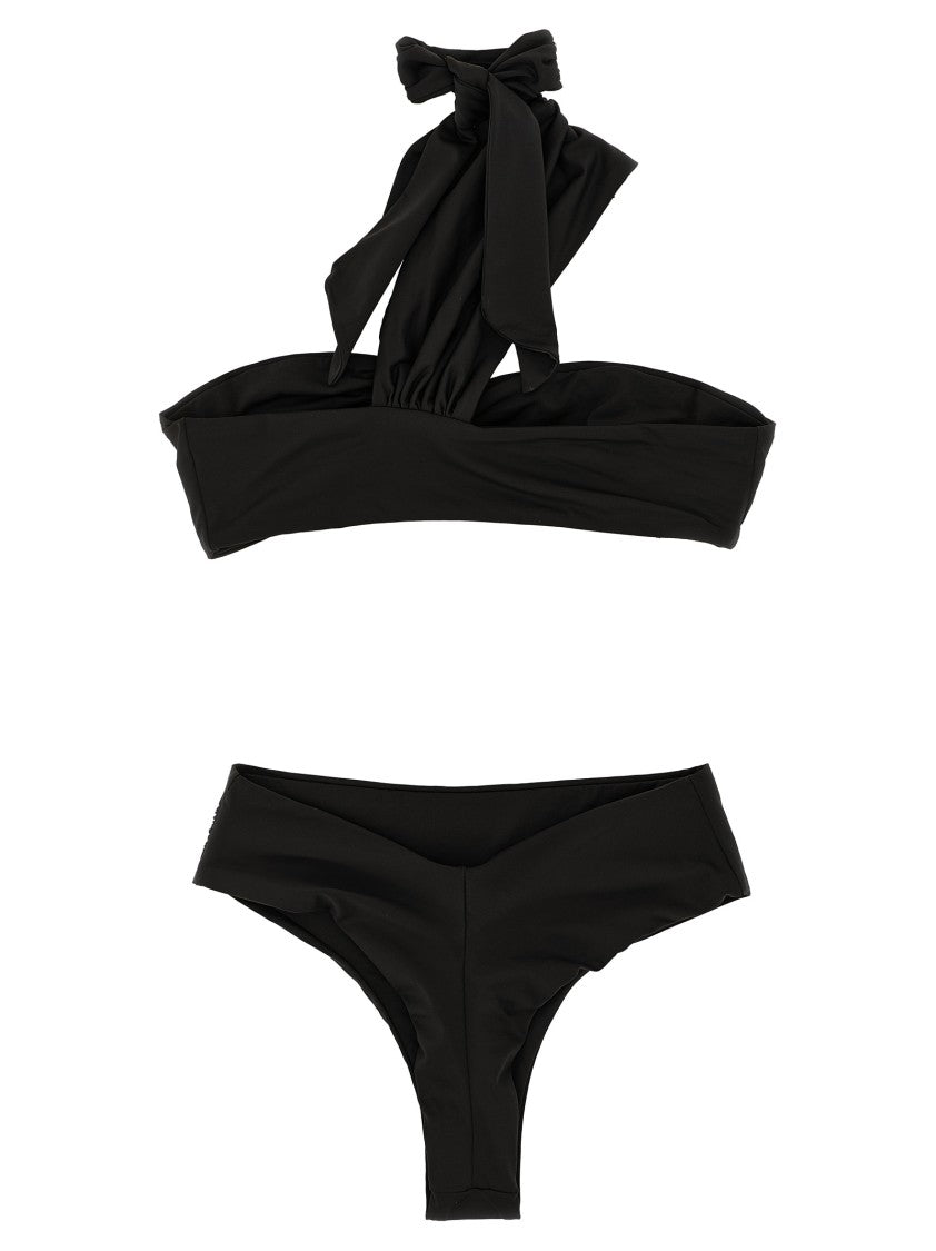 Elisabetta Franchi One-Shoulder Lycra Bikini With Hammered Jewel Detail
