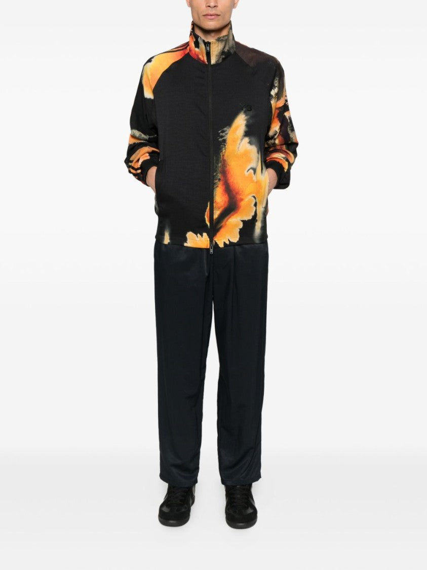 Y-3 Abstract Pattern Sweatshirt With Zip Fastening And Ribbed Edges