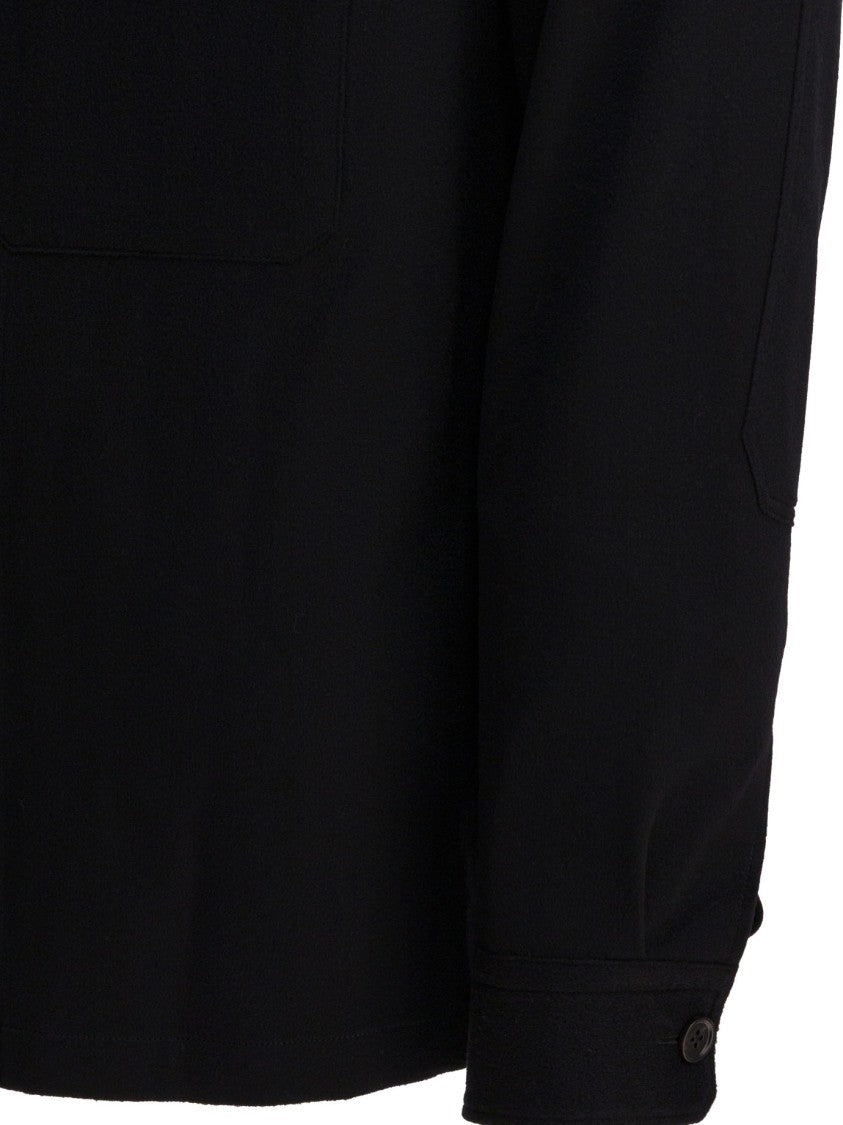 Zegna Button-Up Black Cashmere Jacket With Classic Collar