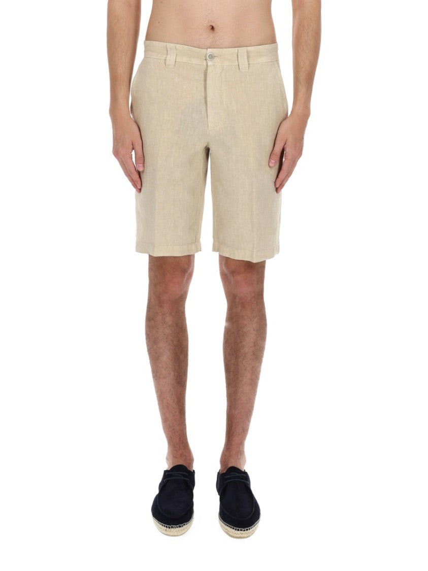 120% Lino Light Beige Tailored Linen Shorts