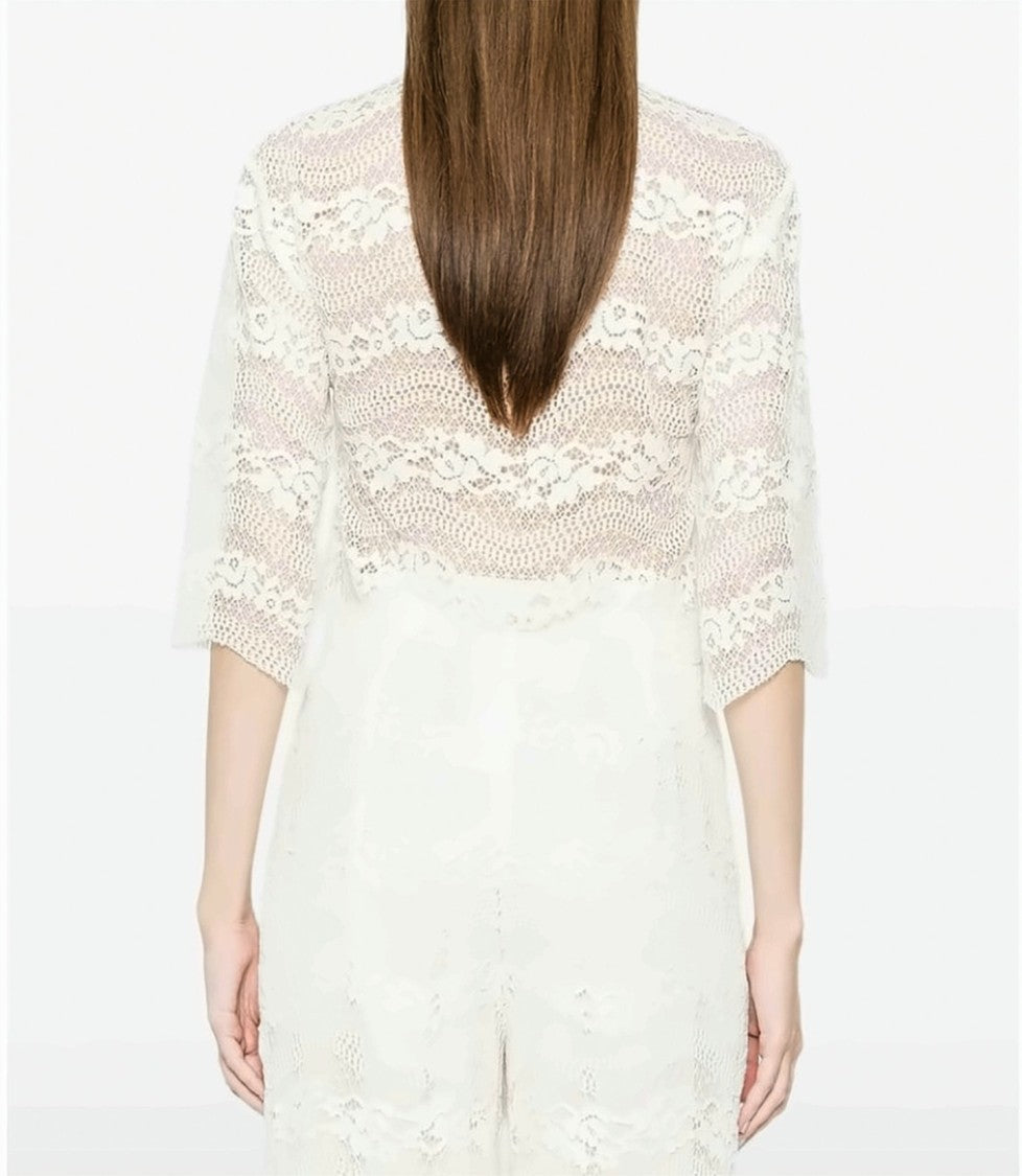 Twin-Set Macramé Lace Pencil Collar Blouse
