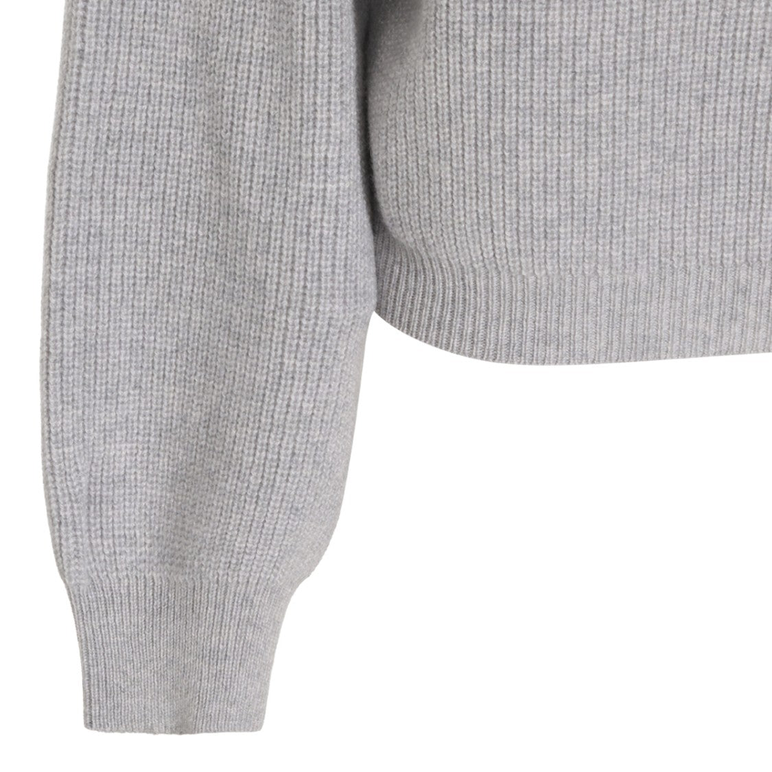 Malo Cool Grey Half-Zip Cashmere Turtleneck Top