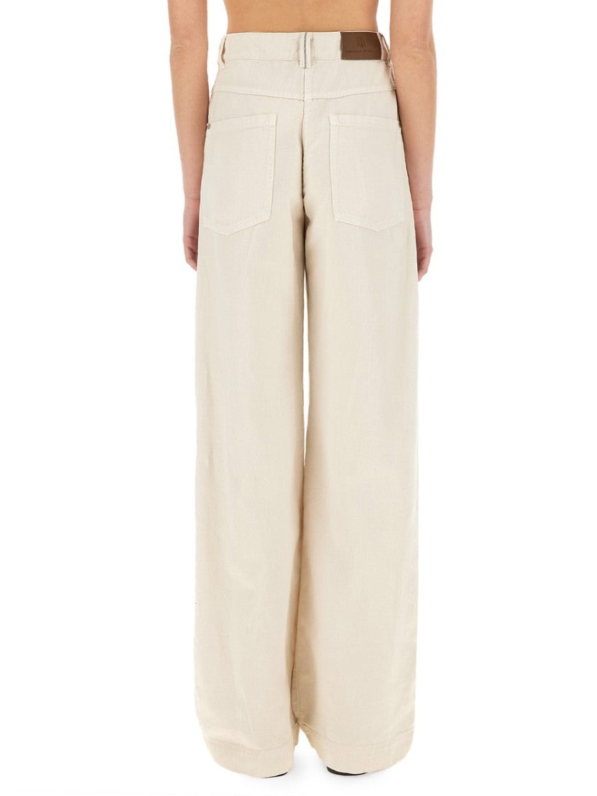 Brunello Cucinelli Wide-Fit Denim Pants With High Waist