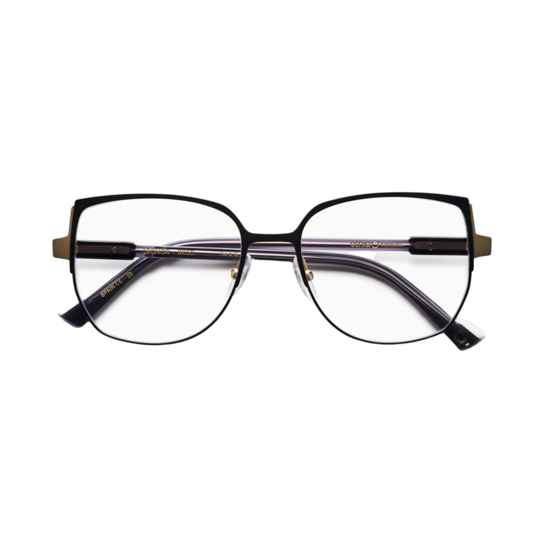 Etnia Barcelona Leonor Sleek Metal Cat-Eye Eyeglasses With Gold Accents