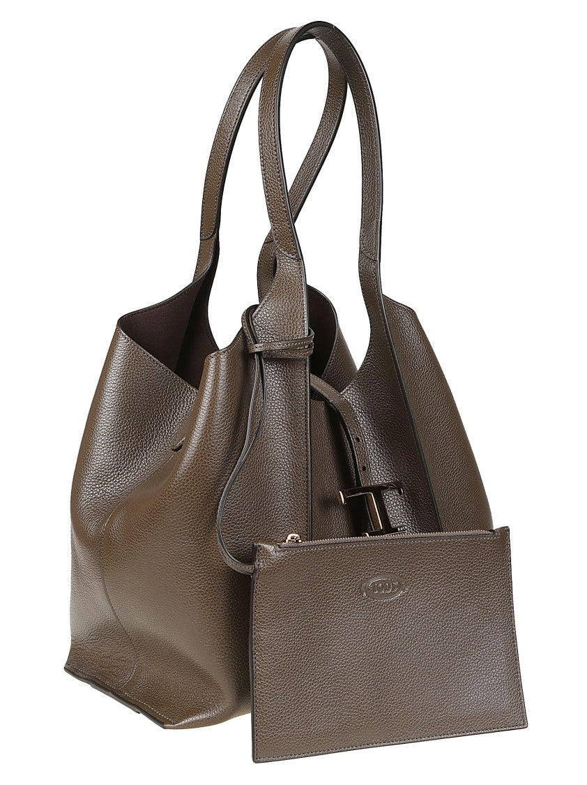 Tod's Small Tsb Structured Pebbled Calf Leather Tote Bag
