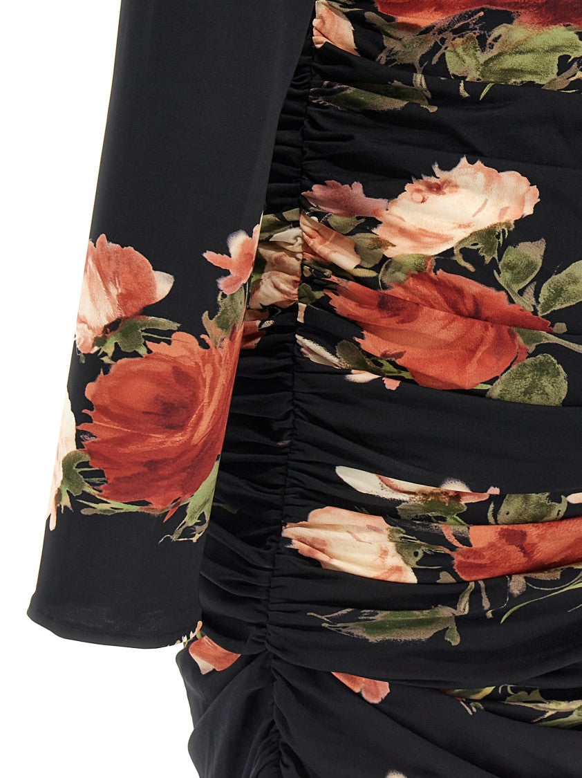 Magda Butrym Floral Print Mini Dress With Cut-Out Details