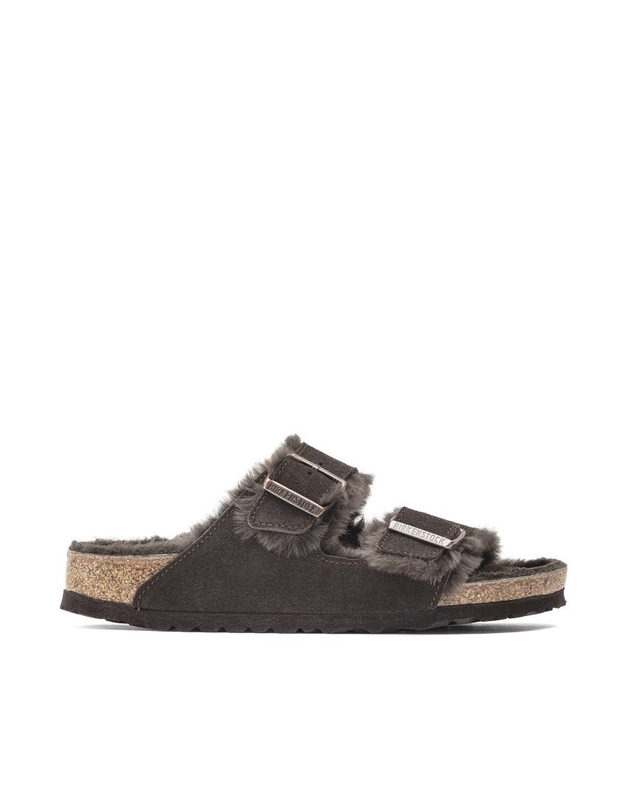 Birkenstock Shearling Lined Suede Sandals With Adjustable Straps