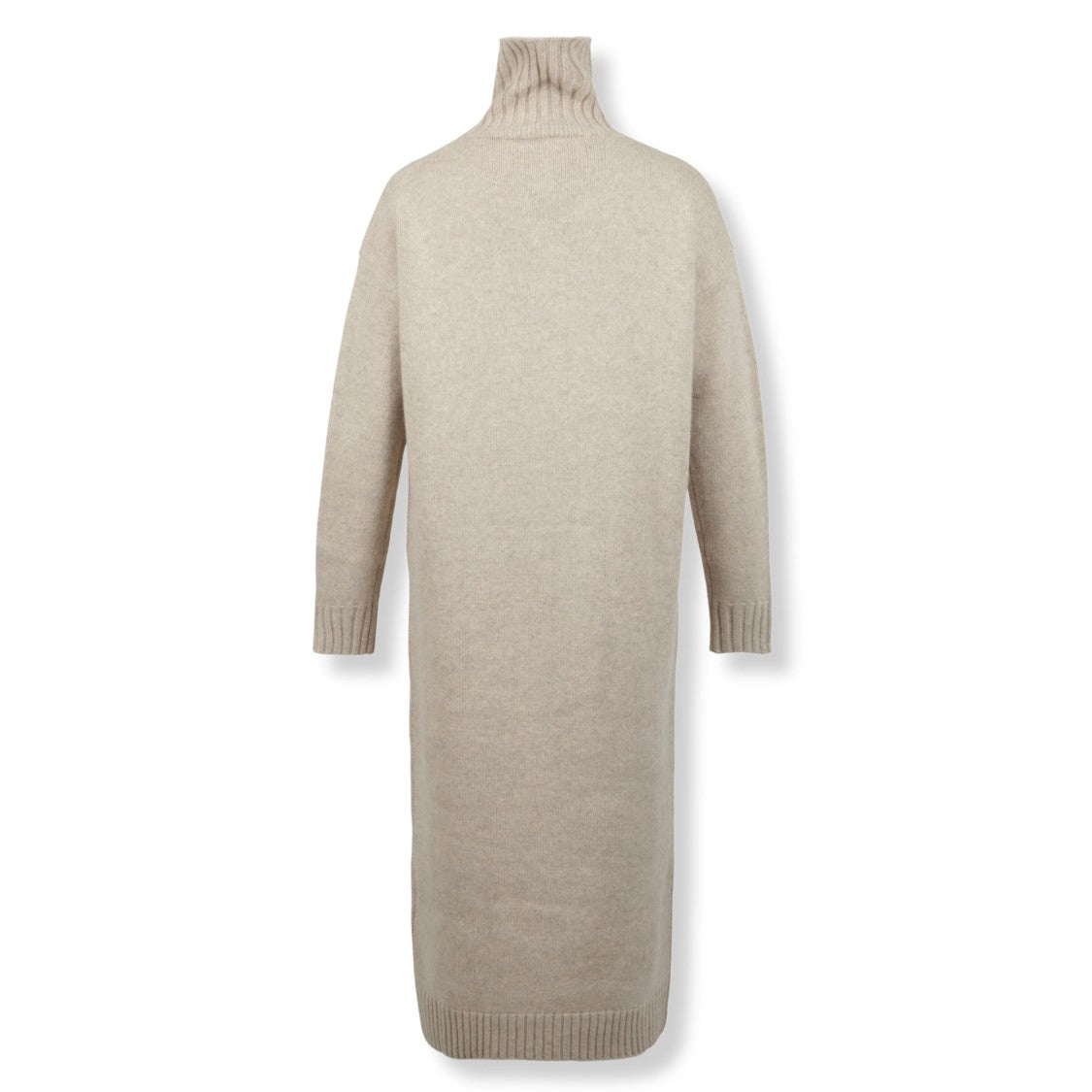 Max Mara Long-Sleeved Turtleneck Dress With Ribbed Detailing