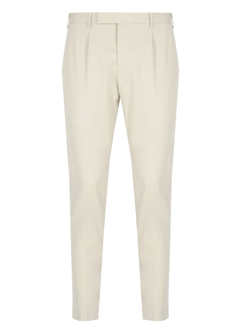 Pt Torino Beige Cotton Trousers