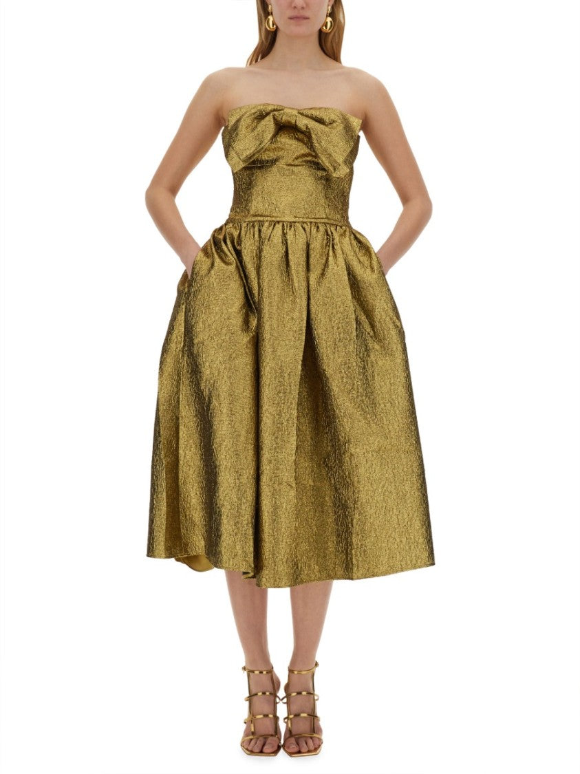 Self-Portrait Metallic Jacquard Midi Dress