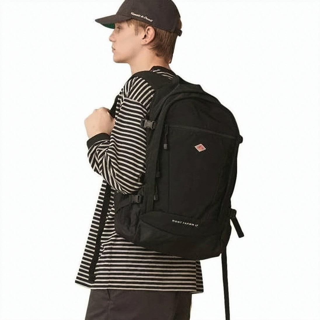 Danton Black Structured Polyester Zip Closure Backpack