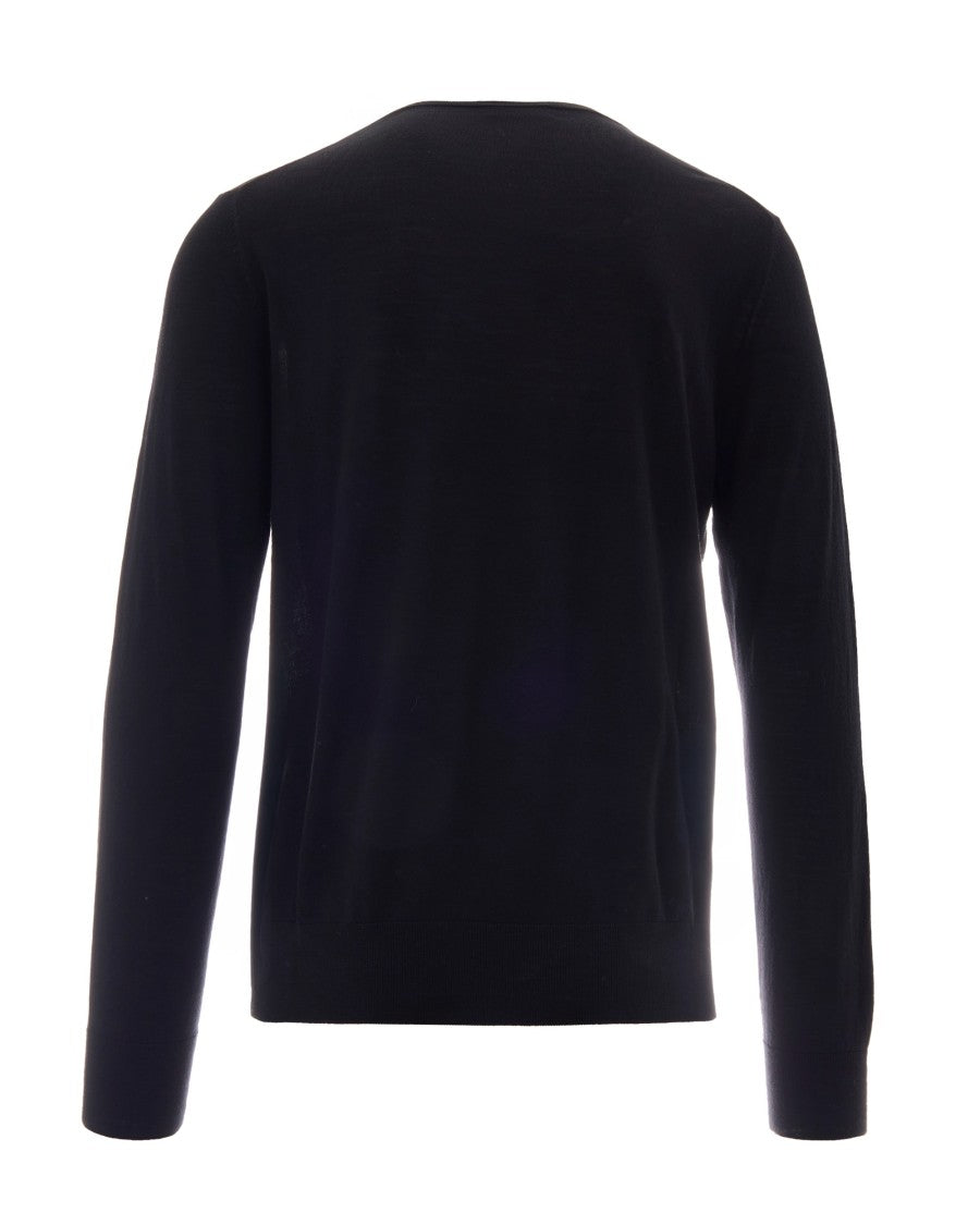 Ballantyne Black Crew Neck Fine Wool Sweater