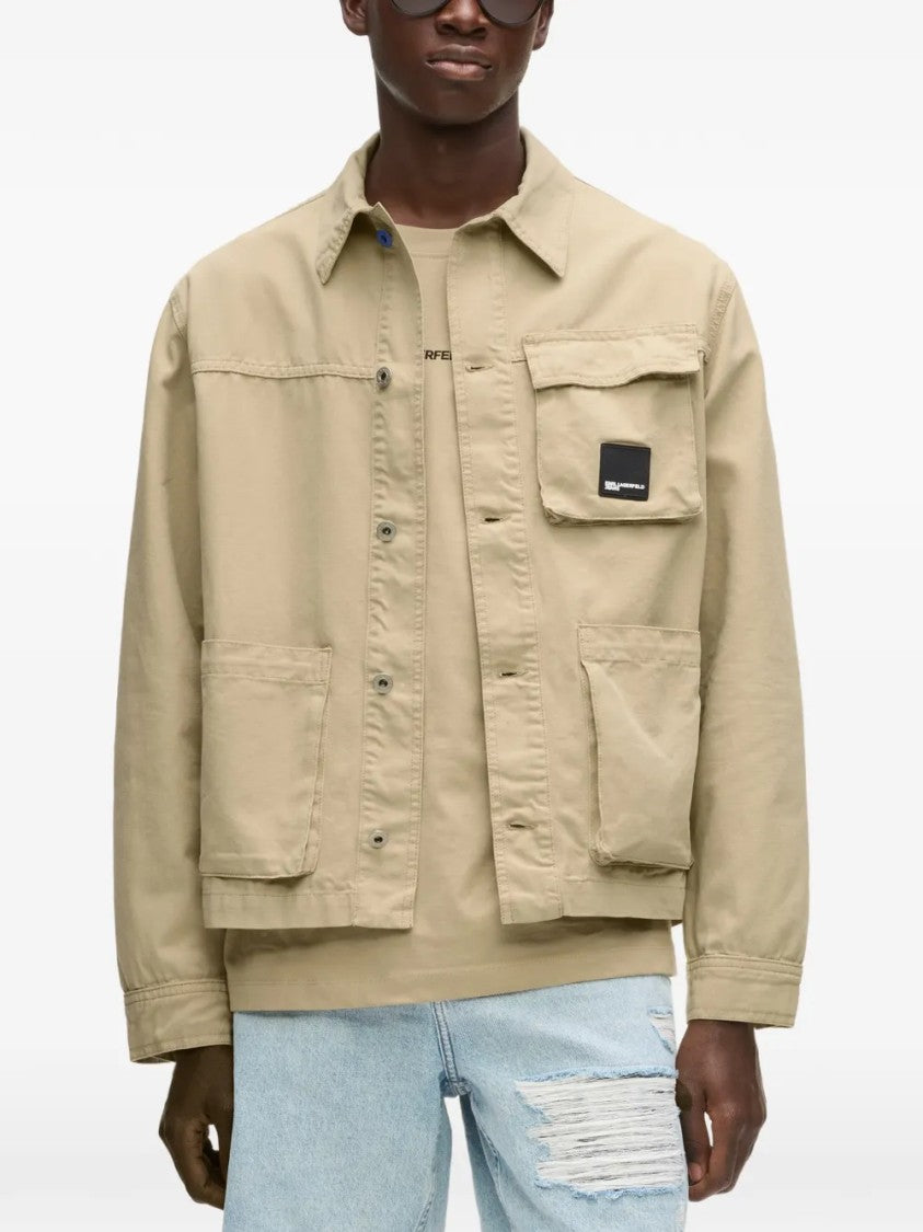 Karl Lagerfeld Boxy Cropped Jacket With Classic Collar